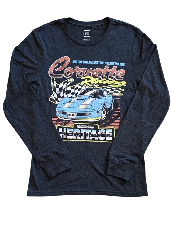 Chevrolet Corvette Small Gray Official Heritage Racing Tee Shirt General Motors